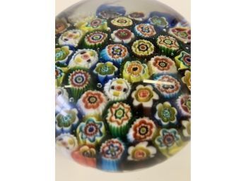 Glass Paperweight With Flowers -Beautiful
