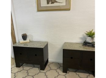Crate And Barrel Style Pair Cube Night Stands