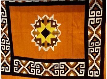 Vintage Mexican Blanket / Throw Bright Orange