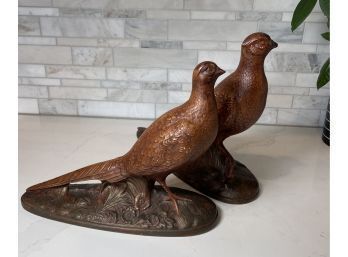 Mid Century Modern Ceramic Pheasant Figurines, A Pair