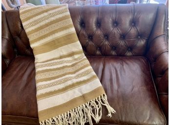 Vintage Gold & Cream Striped Blanket/throw