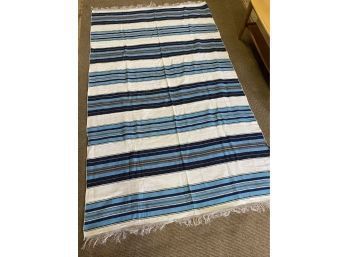 Large Rustic Loose Weave Striped Coverlet  87 X 52 Inches