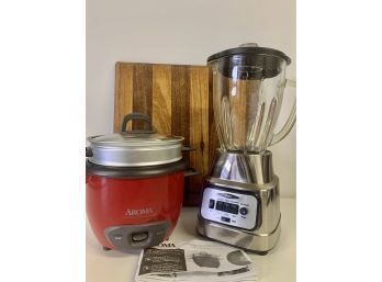 Fabulous Kitchen Lot , Oster Blender, Aroma Rice Cooker & Cutting Board