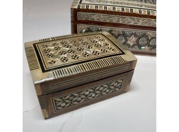 Amazing Ethnic Bone/abalone/wood Mosaic Boxes