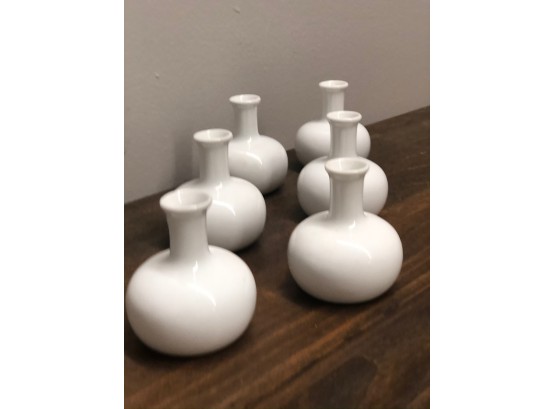 DANSK White Mini Vases, Set Of 6