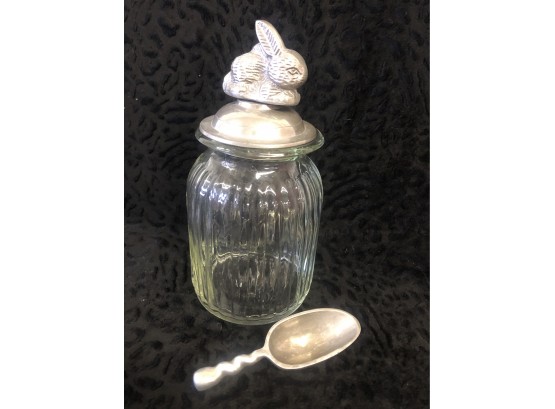 Glass Jar With Scoop & Sweet Bunny Lid