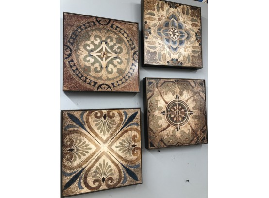 4 Piece Moroccan Tile Inspired Art