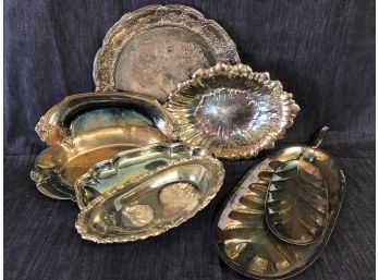Variety Of 8 Silverplate Trays