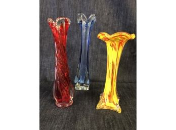 Murano Style Colorful Glass Vases