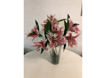 Vase With Pink Tiger Lillies