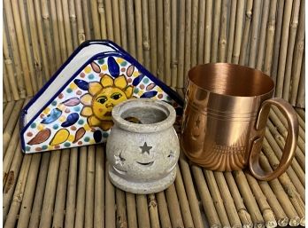 Copper Mug, Mexican Napkin Holder, Small Candle Holder
