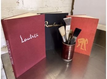 Lautrec, Rembrandt And Picasso Books And Brushes