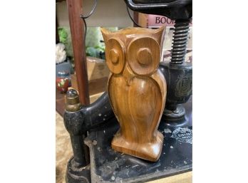 Teak Carved Owl In Mid Century Style