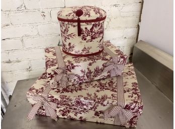 3 Decorative Boxes With French Toile Decor