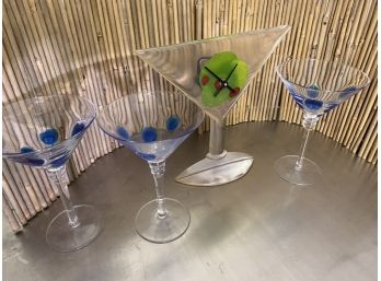 Martini Clock And 3 Glasses
