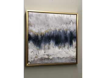 Vibrant Gold And Navy Framed Abstract Canvas