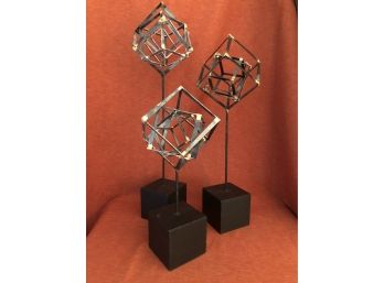 Set Of 3 Metal Art Sculptures / Decor Items/ Modern