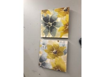 Set Of 2 Vibrant Floral Canvas Art