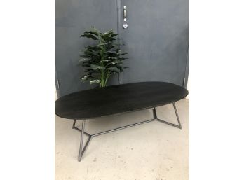 Steel Base Mid Century Inspired, Shaped Coffee Table