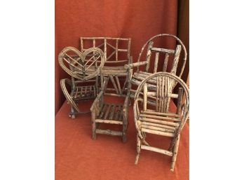 Set Of Five Small Willow Chairs