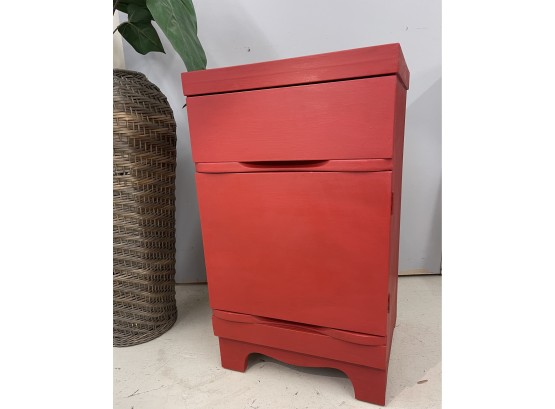 Fabulous Mid Century Modern Painted Red Cabinet
