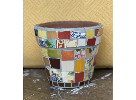 Mosaic Tiled Garden Pot.  Great Color And Texture