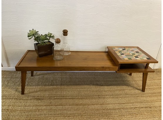 Mid Century Coffee Table With Colorful Tiles