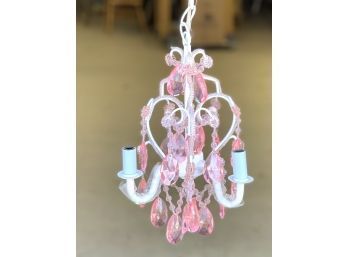 Mini Pink Crystal Chandelier- Plug In Ready
