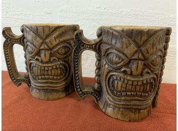 Vintage Original Kona Coffee Mill Tiki Mugs Set Of 2