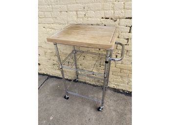 Rolling Kitchen Cart With Butcher Block Top