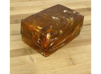 Mini Bakelite Amber Swirl Lidded Box