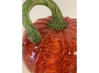 Mid Century Handblown Glass Orange Pumpkin 5 X 5 Inches