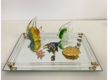 Classic Glass Make Up Tray Swimming With Fun Fish