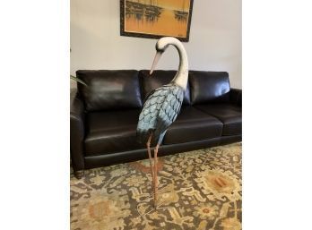 Hand Painted Metal Crane Statue Indoor/ Outdoor Approx. 47 Inches Tall