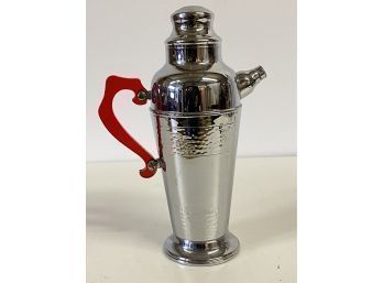 Art Deco Cocktail Shaker With Red Handle