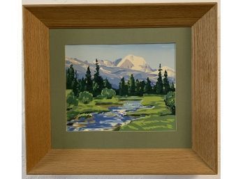 Mountain Scene Framed Art Work  17.5 X 14.5 Inches