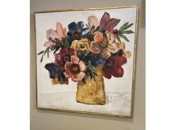 Nicely Framed Floral Canvas.  28 X 28