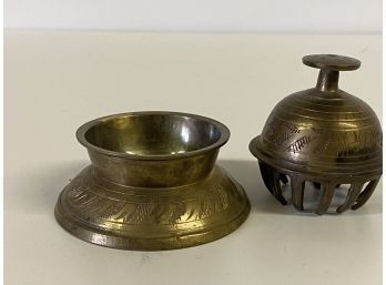 Tibetan Elephant Claw Bell In Stand Brass