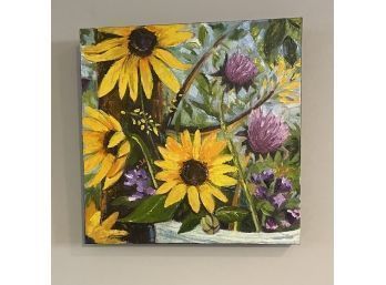 Sunflower Art Painting On Chunky One Inch Canvas.