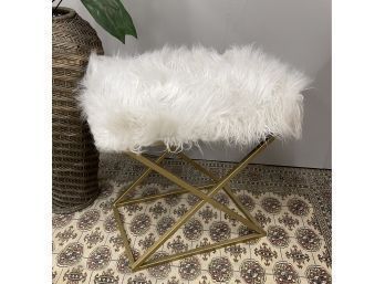 Awesome Flokati Style Bench With Gold Bench