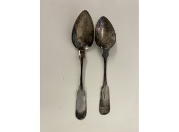 Two Seymour And Lindeley Antique Coin Silver Spoons