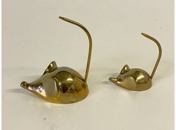 Sweet Solid Brass Mid Century Mouse Figures