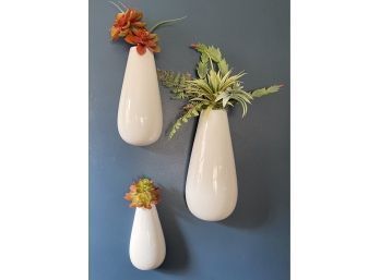 White Porcelain Teardrop Wall Vases With Succulent