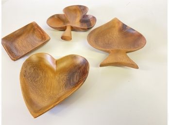 Mid Century Fantastic Wood Card Party Bowls Signed