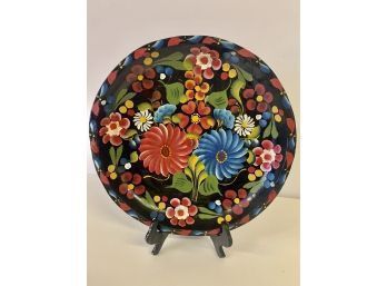Colorful Hand Painted Mexican Floral Batea Bowl Approx. 14 Inches