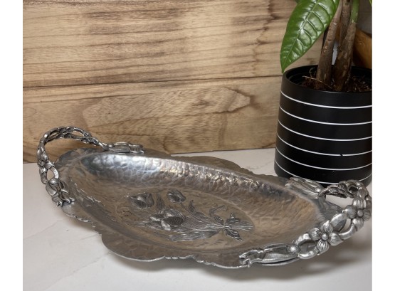 Vintage Hand Hammered/forged Aluminum Tray By Rodney Kent