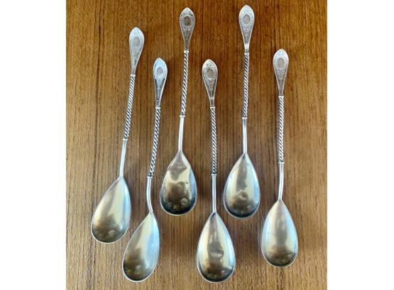Antique Set Of 6 Ole Aas Norway 830 Silver Spoons