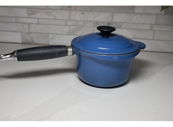 Le Crueset  Enamel Cast Iron #16 Blue Sauce Pan With Lid