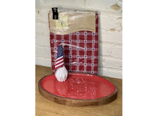 Patriotic Party Pack, Ceramic Platter, Vase And Tablecloth