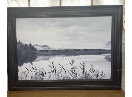Large Framed Black And White Landscape Art Piece.  43 X 31